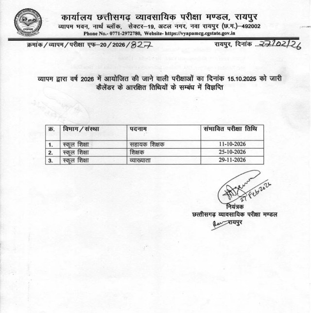 CG Teacher Recruitment 2026