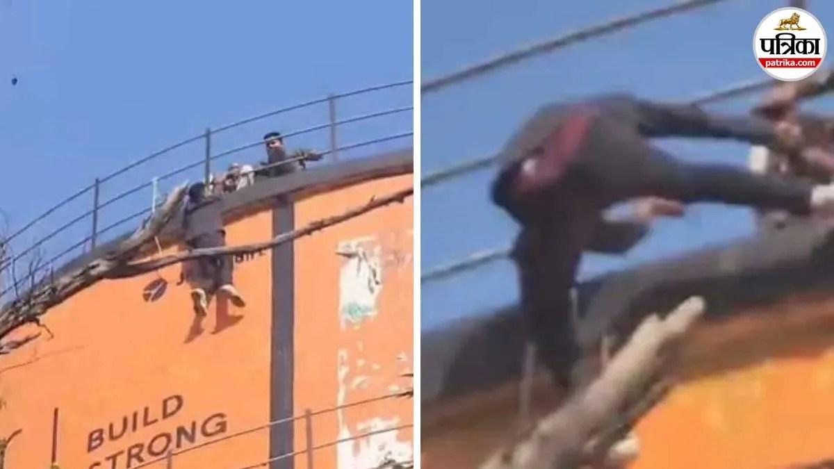 man climbs 60 feet water tank sambhal