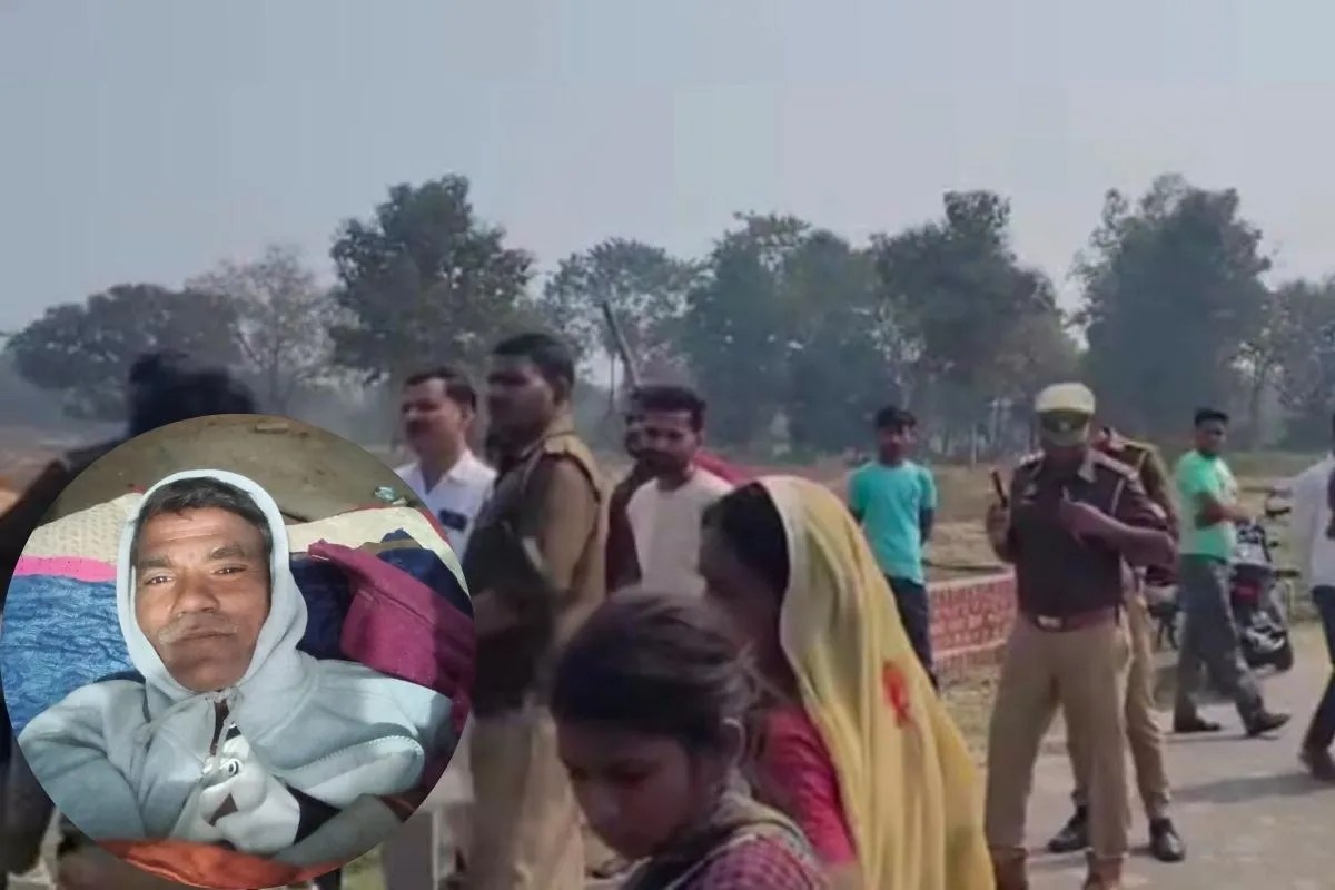 घटनास्थल पर मौजूद पुलिस और लोग मृतक की फाइल फोटो