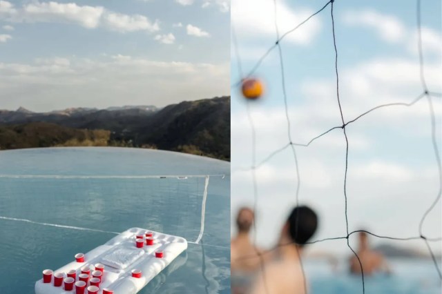 wedding started with pool party