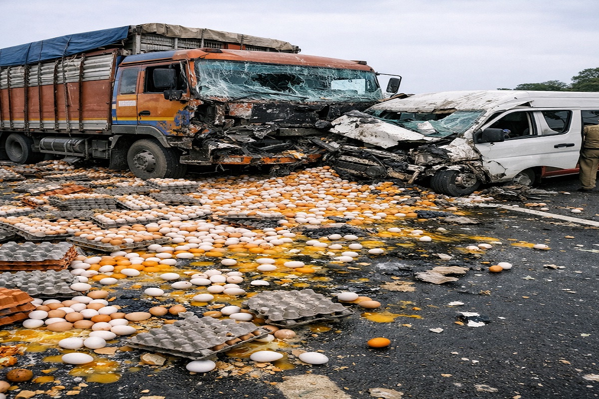 CG News: अंडे से भरी ट्रक ने मारी टक्कर, स्कूल जा रहे शिक्षक की मौत