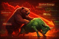 Indian stock market crash Nifty 50 fall Vodafone Idea active stocks volume today