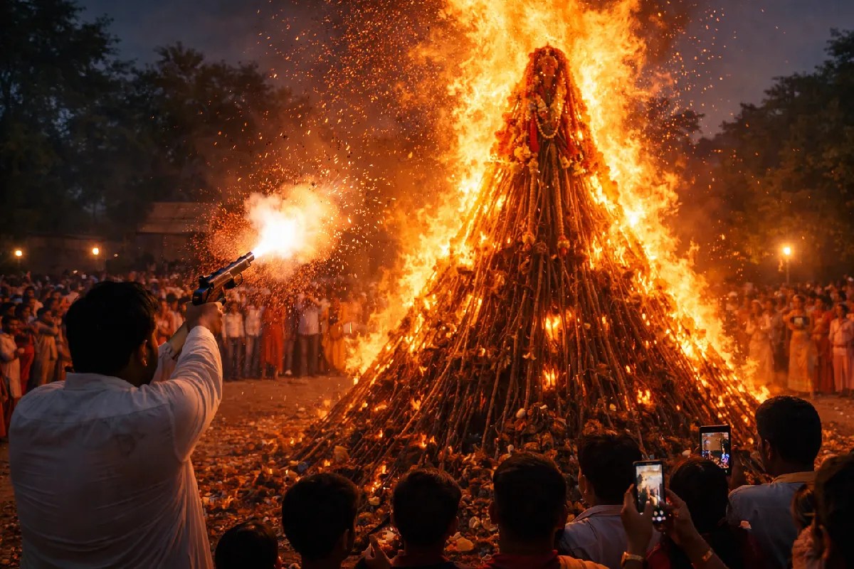 unique holika dahan from gun shot of vidisha become topic of discussion mp news