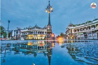 जयपुर में पांच बत्ती क्षेत्र में बारिश से खुशगवार दृश्य, पत्रिका फोटो