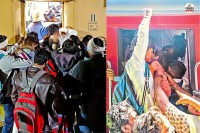 जयपुर जंक्शन पर ट्रेन में सीट की जद्दोजहद करते यात्री, पत्रिका फोटो