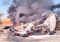 Burnt alive in accident