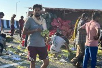 Grapse Overloaded Truck Overturned