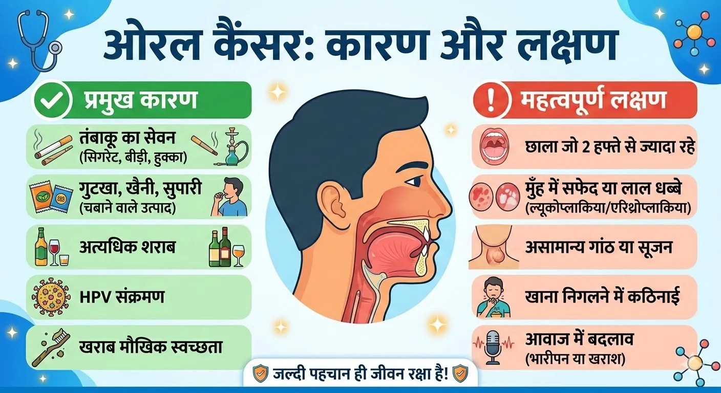 Oral Cancer cause and symptoms chart