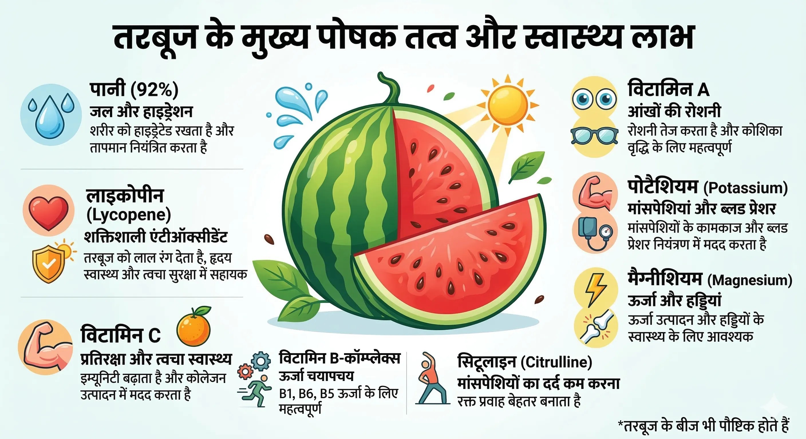 Tarbuj Khane Ke Fayde ka chart
