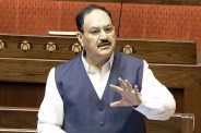 Union Ministe JP Nadda addressing Lok Sabha on adequate fertilizer supply amid Middle East conflict.