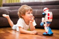 Child playing with AI toy