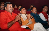CM Mohan Yadav arrives to watch the film Shatak with BJP leaders