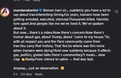 Mandana Karimi Slams Boman Irani