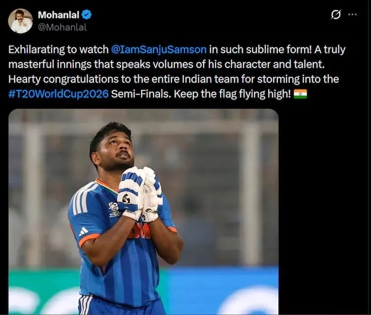 Social Media user comment on Sanju Samson