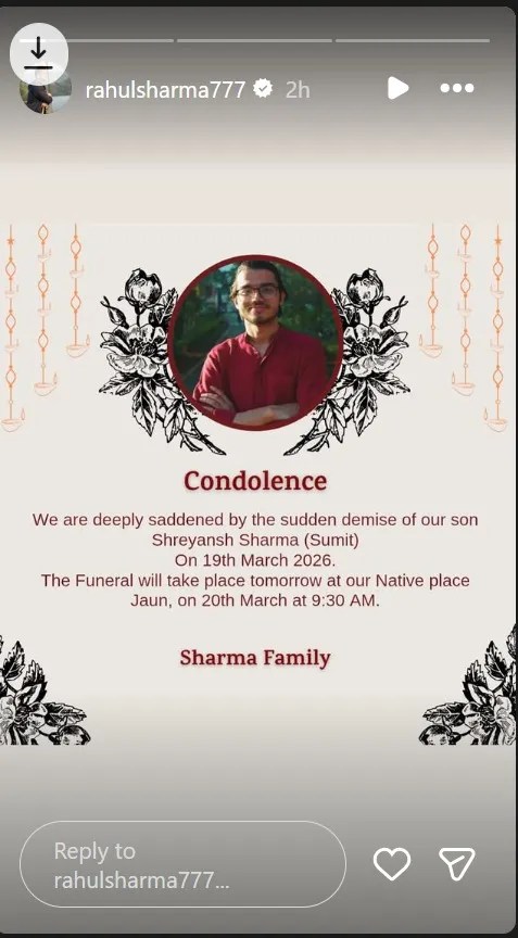 Actor Rahul Sharma Nephew Accident