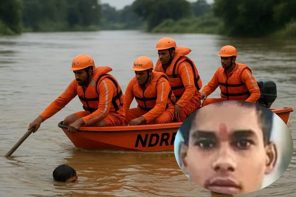 मृतक की फाइल फोटो नदी में तलाश करते एसडीआरएफ के जवान फोटो सोर्स AI