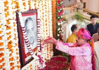 CM Mohan Yadav arrives to pay tribute to the former Chief Minister of MP