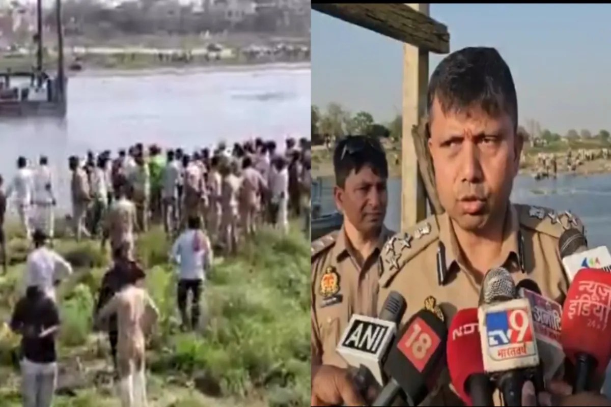 घटनास्थल पर जुटी लोगों की भीड़ जानकारी देते डीआईजी