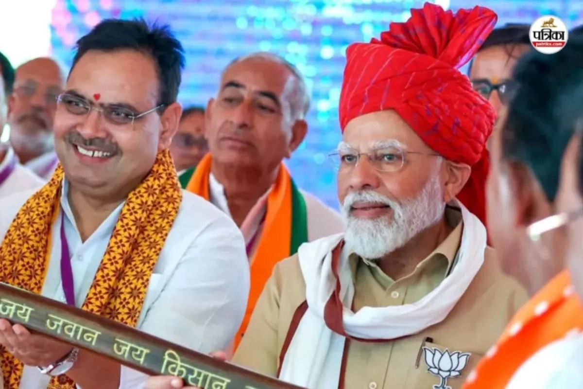 पीएम मोदी और सीएम भजनलाल शर्मा, पत्रिका फाइल फोटो