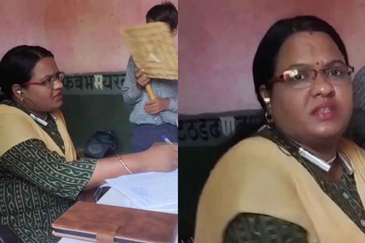 MP news Teacher Makes Student Fan Her While She Listens Music on Earphones video viral