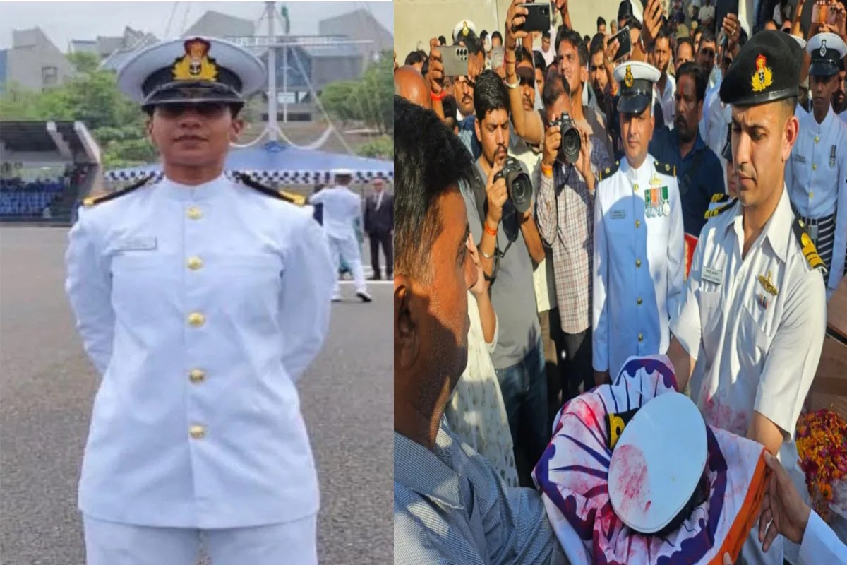Ladnun news, Anshu Rathore funeral, Rajasthan navy officer death, Jamnagar road accident case, Indian Navy officer tribute, military honor funeral Rajasthan, woman navy officer Rajasthan, Bithuda village news, Rajasthan martyr tribute, army family background story, tragic accident Jamnagar, Rajasthan local news, defense personnel news, emotional farewell story, Rajasthan breaking news