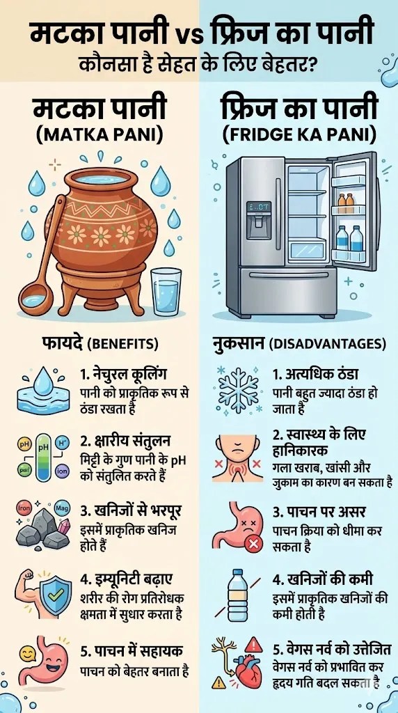 Matka Pani vs Fridge Ka Pani chart in hindi