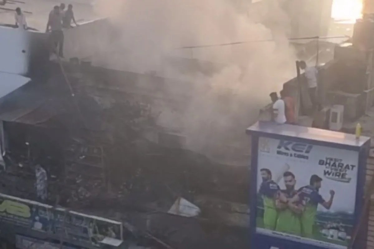 Massive Fire in Tonk Electronics Warehouse Engulfed at 4 AM Thick Black Smoke Fills Sky Losses in Lakhs