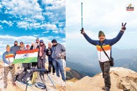 हिमालय की बर्फीली चोटी पर तिरंगा फहराते श्रीकृष्ण रावल, पत्रिका फोटो