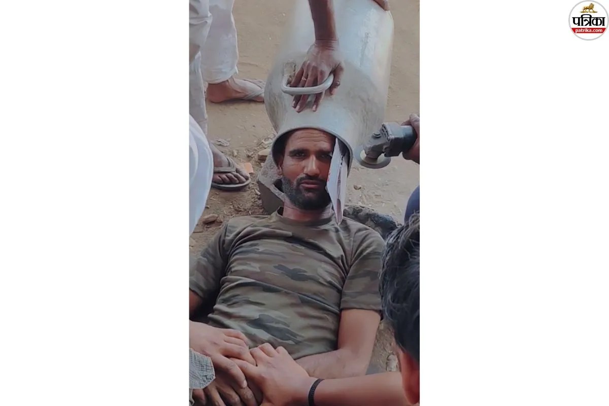 Alwar 10 kg Milk Can Stuck on Man Head Cut Open with Grinder Sun Protection Hack Turns Trouble