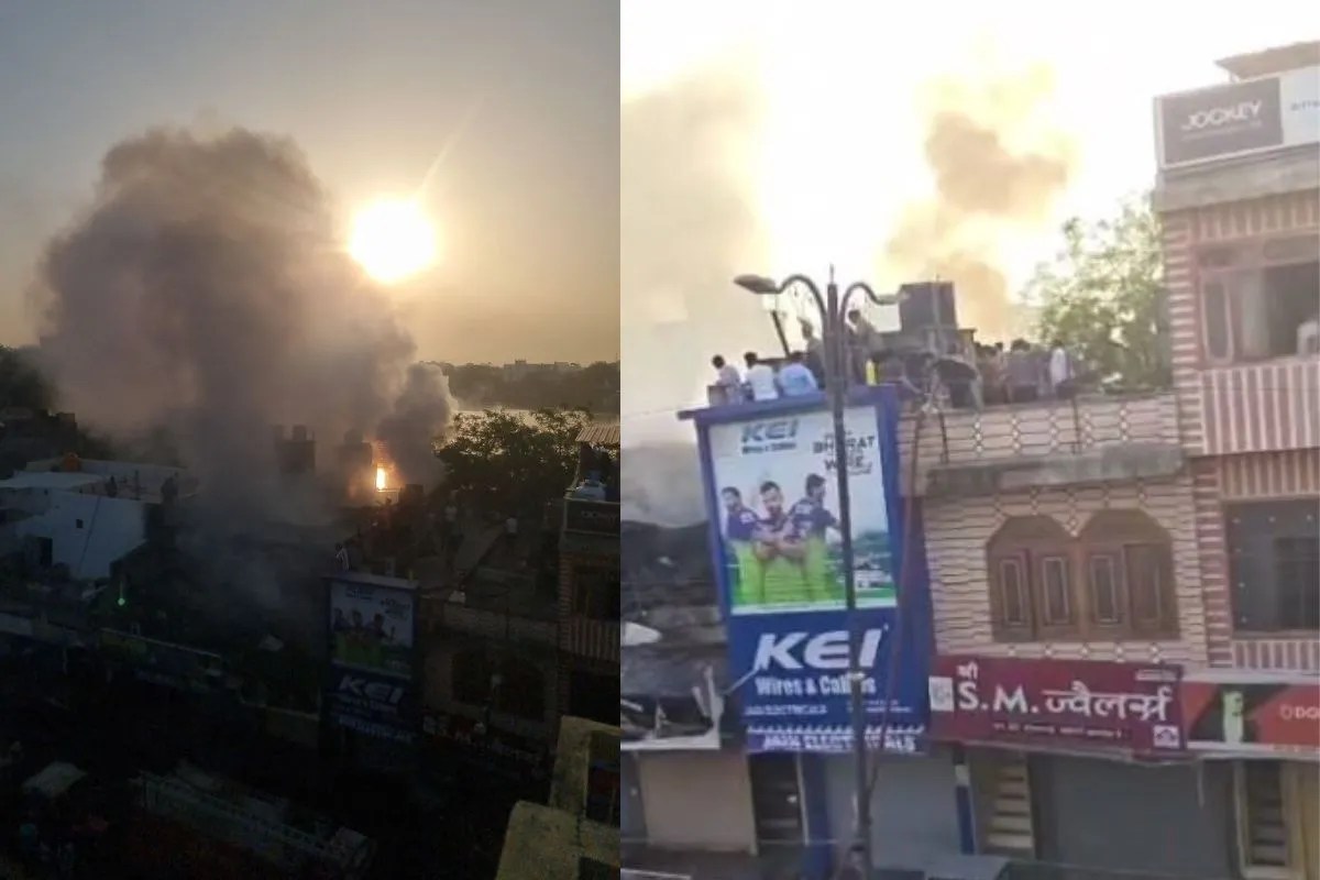 Massive Fire in Tonk Electronics Warehouse Engulfed at 4 AM Thick Black Smoke Fills Sky Losses in Lakhs