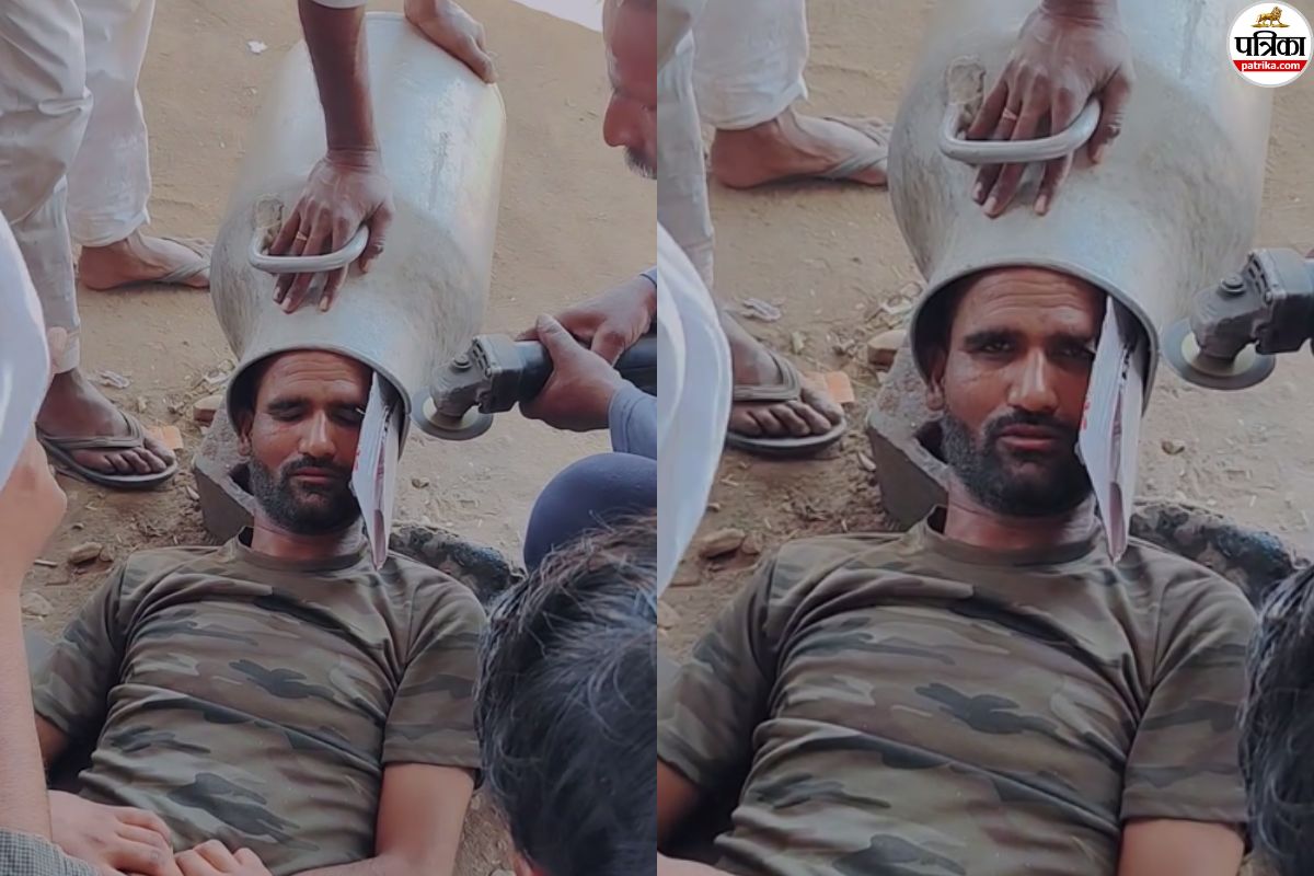 Alwar 10 kg Milk Can Stuck on Man Head Cut Open with Grinder Sun Protection Hack Turns Trouble