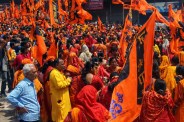 राष्ट्र हनुमंत कथा के पहले निकाली गई कलश यात्रा, फोटो सोर्स-ians