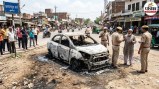 amroha car fire kalyanpura road incident