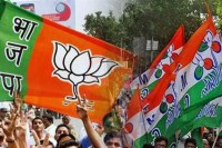 Flags of BJP and TMC