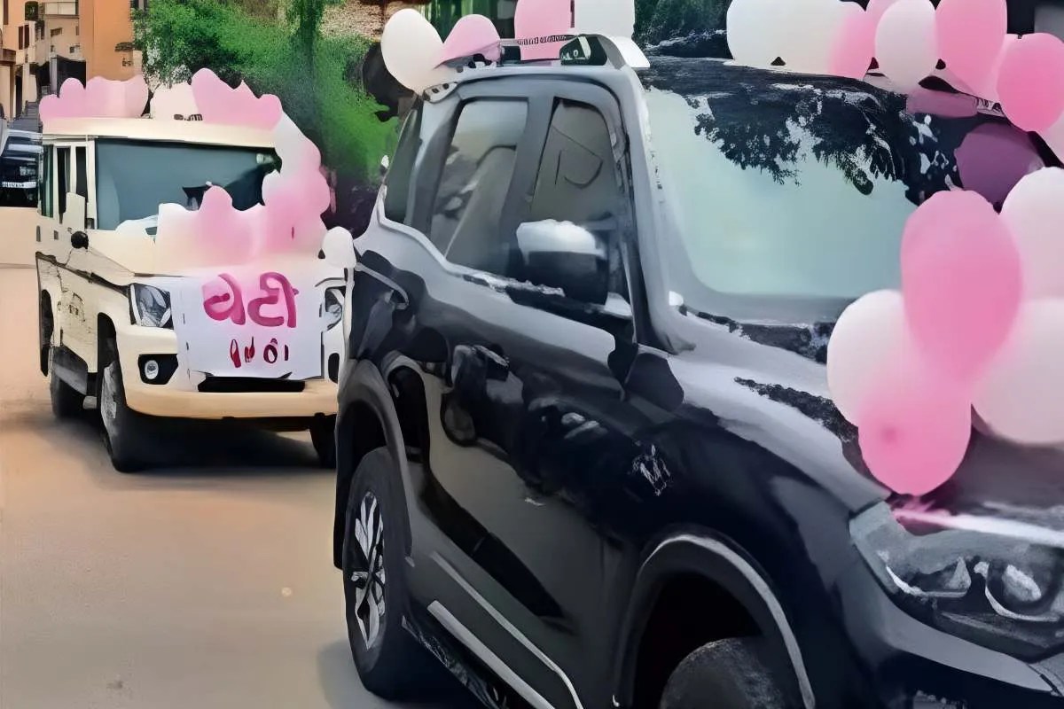 celebrates birth of daughter with unique procession of balloon adorned vehicles meerut