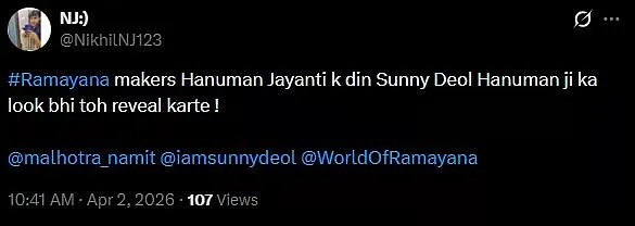 Sunny Deol Hanuman Look In Ramayan