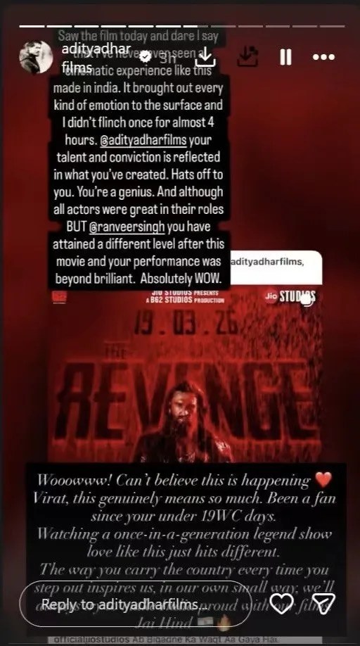 Aditya Dhar Reaction On Virat Kohli Praised Dhurandhar 2