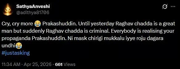 Prakash Raj Takes Dig At Raghav Chadha