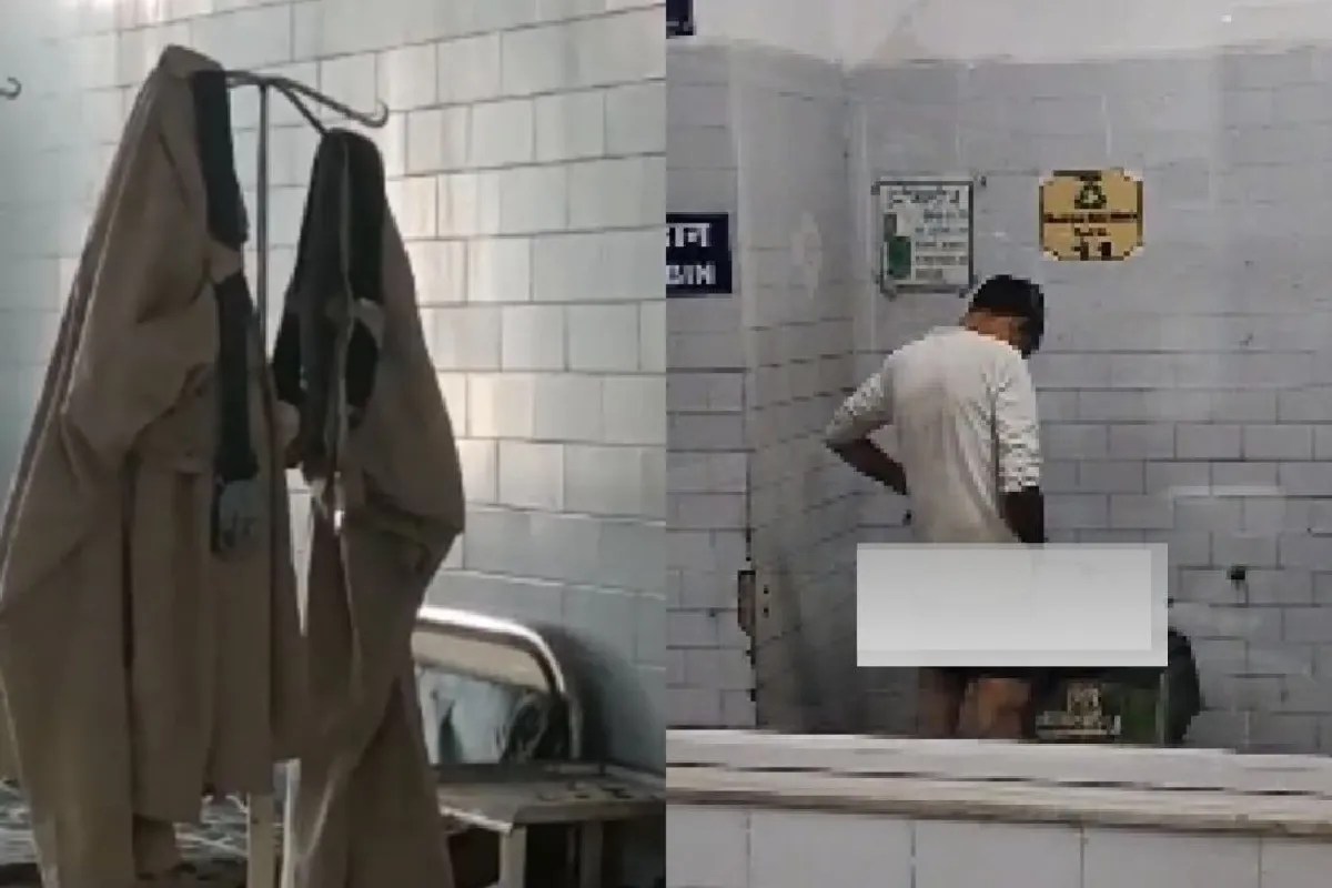 Drunken Constable Urinates in Hospital Dustbin Video Viral MP news