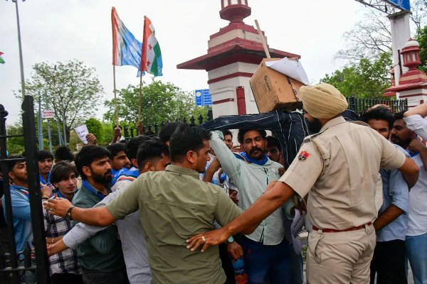Protest by students against neet paper leak