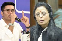 Abhishek Banerjee and Mahua Moitra reacting to alleged arson and vandalism of 60 shops in Khejuri, West Bengal, amid political violence and accusations between TMC and BJP over communal tension and law and order situation.
