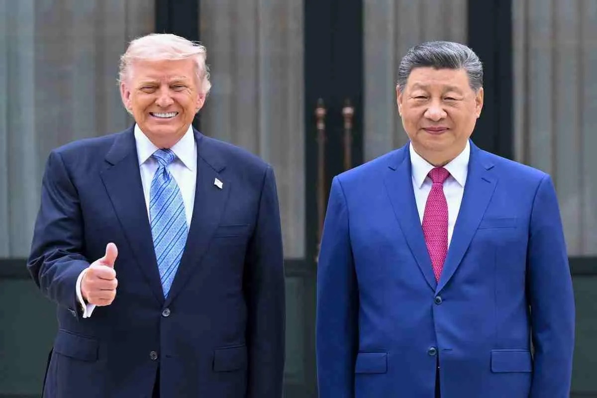Donald Trump at a meeting with Xi Jinping.