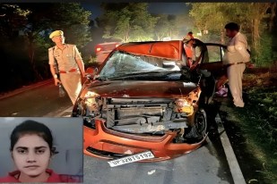 कार और ट्रैक्टर-ट्रॉली की टक्कर में ब्यूटीशियन महिला की मौत (Source: Police Media Cell)