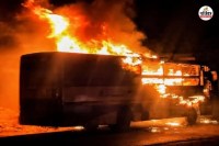 Rajasthan Jodhpur-Bengaluru private bus caught fire passengers escape goods destroyed