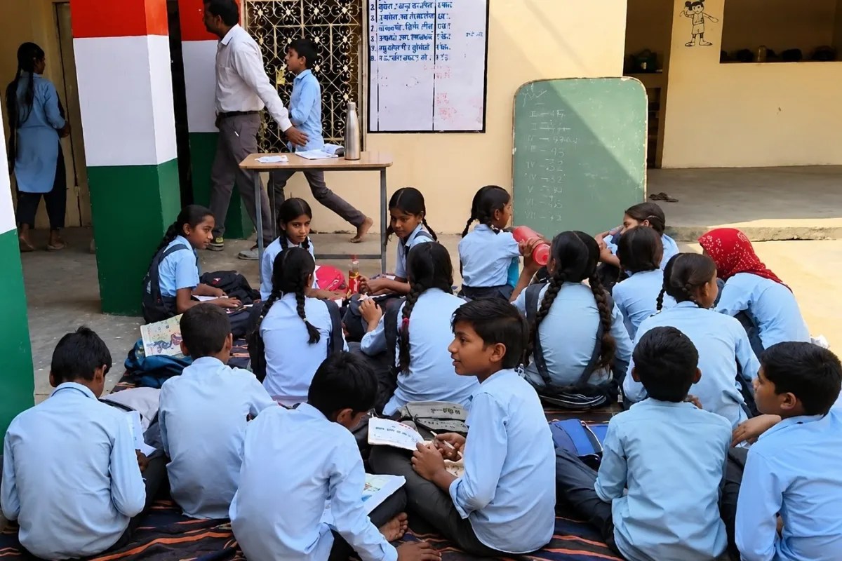 Students Studying In Open