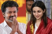 Trisha Krishnan tirumala temple visit for prayers netizens said she pray for thalapathy vijay win tamilnadu election