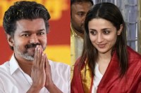 Trisha Krishnan tirumala temple visit for prayers netizens said she pray for thalapathy vijay win tamilnadu election