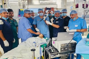 Medical team performing a procedure