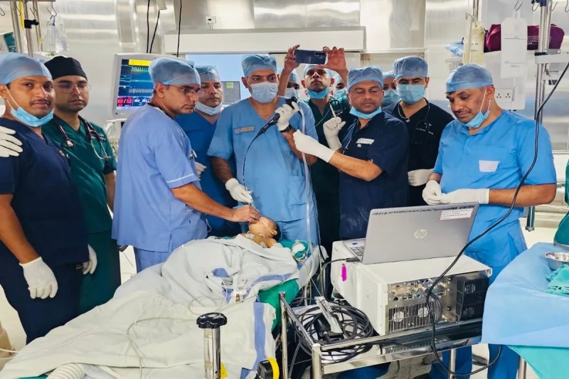 Medical team performing a procedure