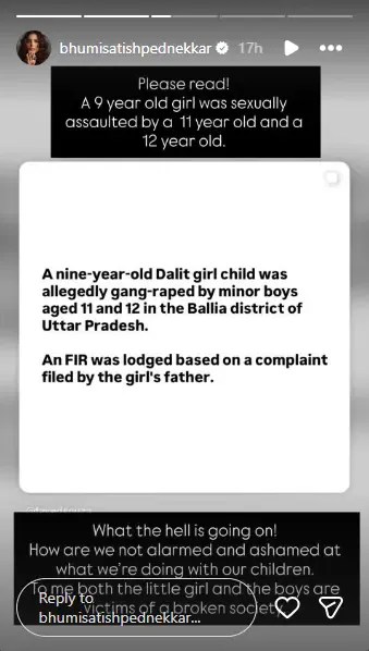 Bhumi Pednekar statement on Ballia case